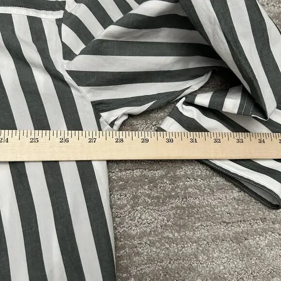 Banana Republic Shirt Womens XXL Gray White Striped Oversized Long Sleeve - Picture 12 of 13